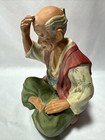 Vintage Japanese Sato Hakata Doll Clay Figure Old Man In Thought Meditating