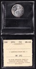 Canada 1951 25c Twenty Five Cent Silver Coin Iccs Graded Ms-64  800 Silver