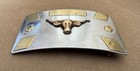 Vintage Huge Unbranded Old Western Silver   Brass Longhorn Cowboy Belt Buckle