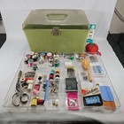 Vintage 1960s Wilson Wil-hold Sewing Box Avocado Green Clear Top 2 Trays Thread
