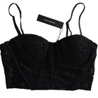 Bcbgmaxazria Corset Bra Top Size Medium New Black Lace Padded Clubwear Zip