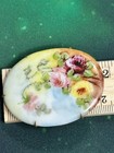 Victorian Antique Edwardian Hand Painted Flowers Floral Design Brooch Pin