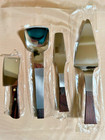 Mid Century Modern New 4 Piece Hostess Cutlery Serving Set Stainless Steel Wood 