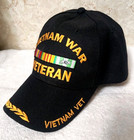 Vietnam War Veteran Hat Cap Black   Flag Pin   Gold Arrows Embroidered New