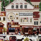 Vintage Embroidered Town Picture 16    X 19 1 2