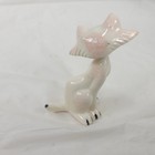 Vtg Mid Century Modern Kitty Cat White Figurine Ceramic Bobble Head Nodder Read