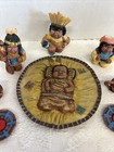 Vtg 10 Piece Miniature Tea Set Native American Indian Resin Fine Poly Vemars  Ny