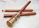 Walking Stick With Brass Telescope Foldable Hidden Spy Gift Wooden Cane Nautical