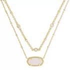 Authentic Kendra Scott Elisa Light Gold Iridescent Drusy Multi Strand Necklace