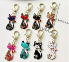 Abstract Colored Keychain Purse Charm Key Chain Choose Color And   Or A Cat Clip