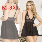 Plus Size Women Sexy Lingerie Babydoll Sheer Dress Chemise Nightwear Underwear