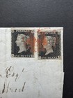 Great Britain Penny Blacks Sg2 Both Plate 1b Red Mx 2x4 Margins Cover To Glasgow