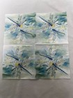 Two Single Cocktail Napkins For Decoupage Dragonfly Floral Dragonflies Blue