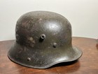 Original Ww1 German Imperial Camo Helmet With Partial Leather Liner Antique