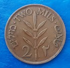 Israel Palestine British Mandate 2 Mils 1927 Bronze Coin Vf 