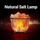 Himalayan Glow Natural Salt Lamp Tall Round Metal Basket Dimmer 8 Lb Bulb New