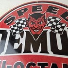 Vintage Speed Demon Sign - Gas Automobile Devil Garage Shop Porcelain Gas Sign