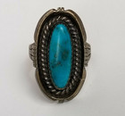 Vtg Native American Navajo Sterling Silver Natural Turquoise Ring Size 8