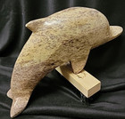 Vintage Large 11  Long Hand Carved Polished Stone Marble Dolphin Figure Statue