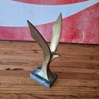 Vintage Mid Century Cubist Deco Modernist Brass Seagull Sculpture Marble Base