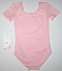 Danskin Leotard Bodysuit Short Sleeves Ss Stretch Pink New Child Girl Int 6 7