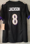       tariffs    Free  Youth s Lamar Jackson  8 Ravens Fuse Black Sewn Stitched Jersey