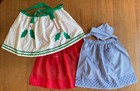 Aprons Set Of 3 Vintage Christmas Red Blue Gingham Cross Stitch Homemade Adult