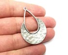 2 Pcs Hammered Dangle Drop Charms  Antique Silver Plated  44x31 Mm  G33388