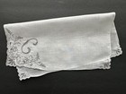 A  Vintage White Hankie Madeira Hand Embroidered Gray Monogram A Wedding Bride