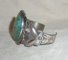 Large Vintage Bell Trading Post Fred Harvey Era Turquoise Cuff Bracelet