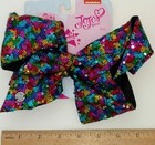 Jojo Siwa Large Cheer Hair Bow Multi-color Sequins On Black 8 In Brand New