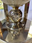 Kalifano Rotating Mother Of Pearl Gemstone Globe World Clocks Thermometer Gold