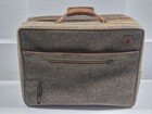 Vintage Hartmann Tweed Luggage Train Case Bag Belting Leather Trim Suitcase