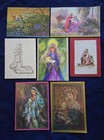 Vintage Christmas Cards - Lot Of 7 - Madonna   Child Nativity Mid Century
