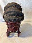 Vintage Wicker  Metal And Wood Baby Stroller Carriage With Hood 7 Inch