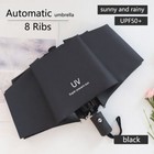 Automatic Black Umbrella Anti-uv Sun rain Windproof 3 Folding Compact Umbrella