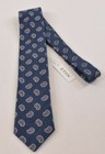 Eton Nwt Neck Tie In Blue With Salmon   Silver Paisley Silk   Linen