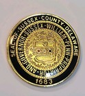 Sussex County Delaware Souvenir Lapel Pin Great Seal Black   Gold Colors