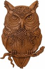Wooden Owl Wall Art  Hand Carved  Natural Wood Finish  Decorative Sculpture  Bir