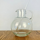 Vintage Glass Martini   Drink Pitcher With Glass Stirrer Hand Blown Glass Large