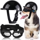 Pet Dog Helmet And Dog Goggles Set Padded Pet Motorcycle Helmet Sunglasses Cap