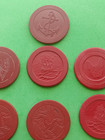Lot Of 10 Vintage Clay Poker Chips  Early 1900s Ship  Dog  Dragon  Butterfly