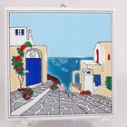 Greek Ceramic Tile Scenic View Town   Water 6  Sq Smaltoceramica Souvenir
