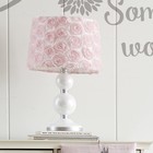- Elise Table Lamp And Shade - Spindle Base With Pink Rosette Shade Lamp - Nu   