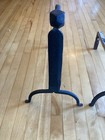 Antique Mid 18th C Wrought Iron Gooseneck Andiron Early American Fireplace