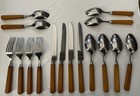 Bakelite Butterscotch Universal Stainless 16 Piece Flatware Set Vtg 1930-40s