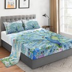 4 Pieces Size Bed Sheet Sets With Pillowcases  Painting Feather Queen Peacock