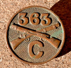 Ww1 Us Army Military Aef 91st Division 363rd Infantry Regiment Collar Disc