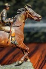 Miniature Antique Austrian Cold Painted Bronze Polo Player Horse Statue Figurine