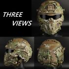 Tactical Airsoft Helmet W paintball Full Face Mask W headset Goggles Anti-fog F
